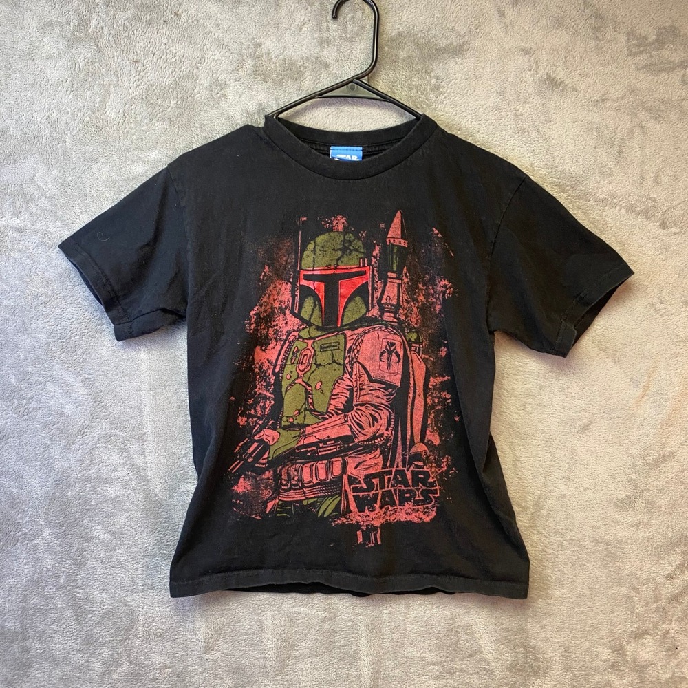 Star Wars Boba Fett Graphic T-Shirt Black Kids Size 14/16 18BW